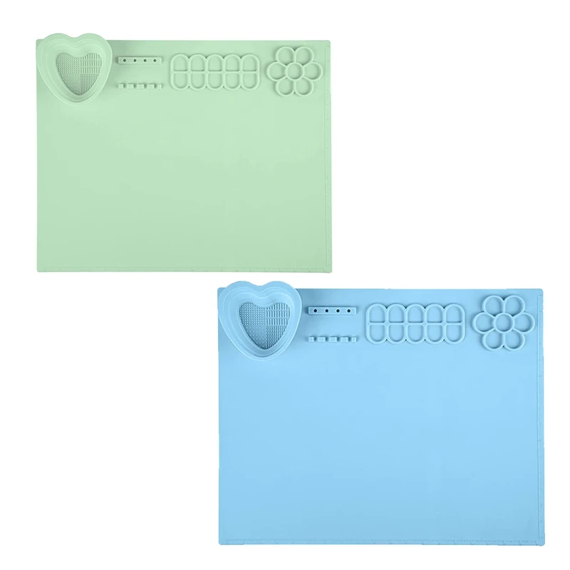 

1 Pcs 20 X 16 Inch Silicone Art Mat Silicone Craft Mat For Resin Casting With Cup For Draw Green