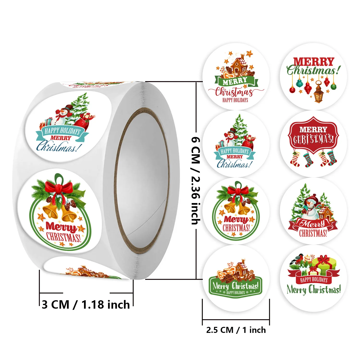 New Merry Christmas Stickers for DIY Gift Baking Packaging Envelope Stationery Decoration Christmas Theme Sealing Labels Sticker