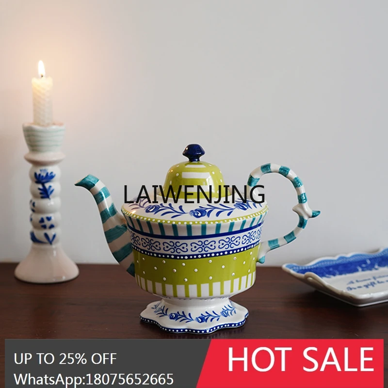SGF Bohemian European hand-painted underglaze coffee pot with filter holes