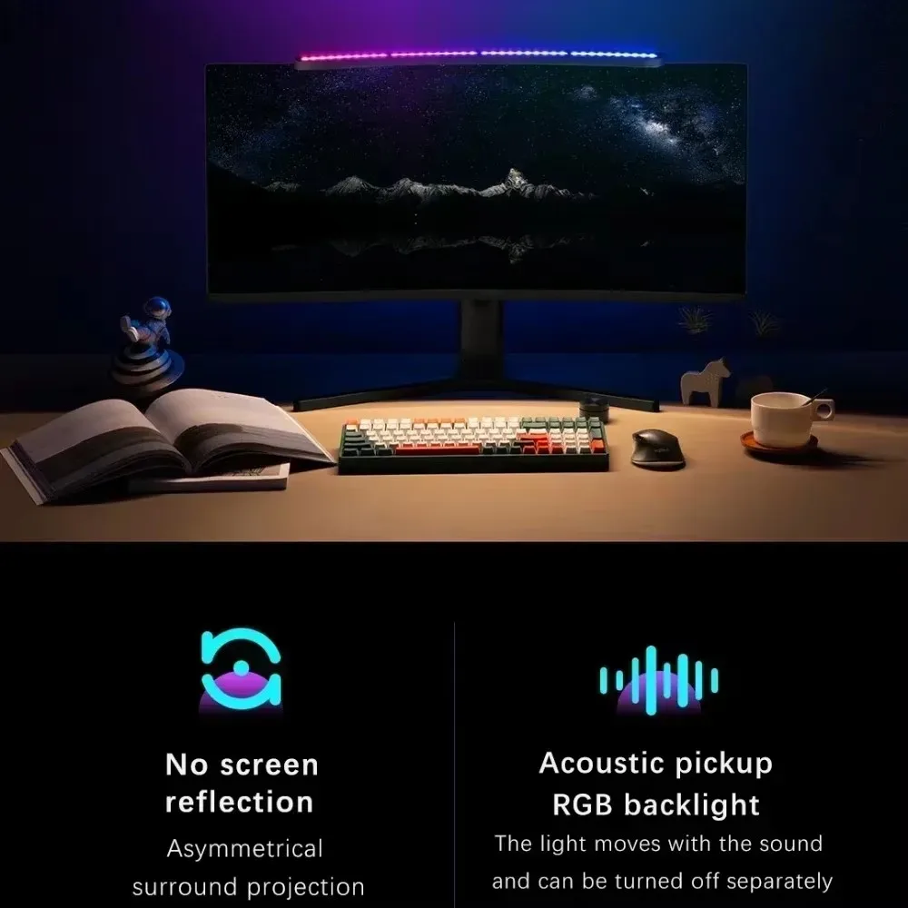 LYMAX D010 Computer Monitor Table Lamp Curved Screen Desk Lamp Dimming Eye-Care Sound-sensitive Music Hang Gaming Light Pro image 3