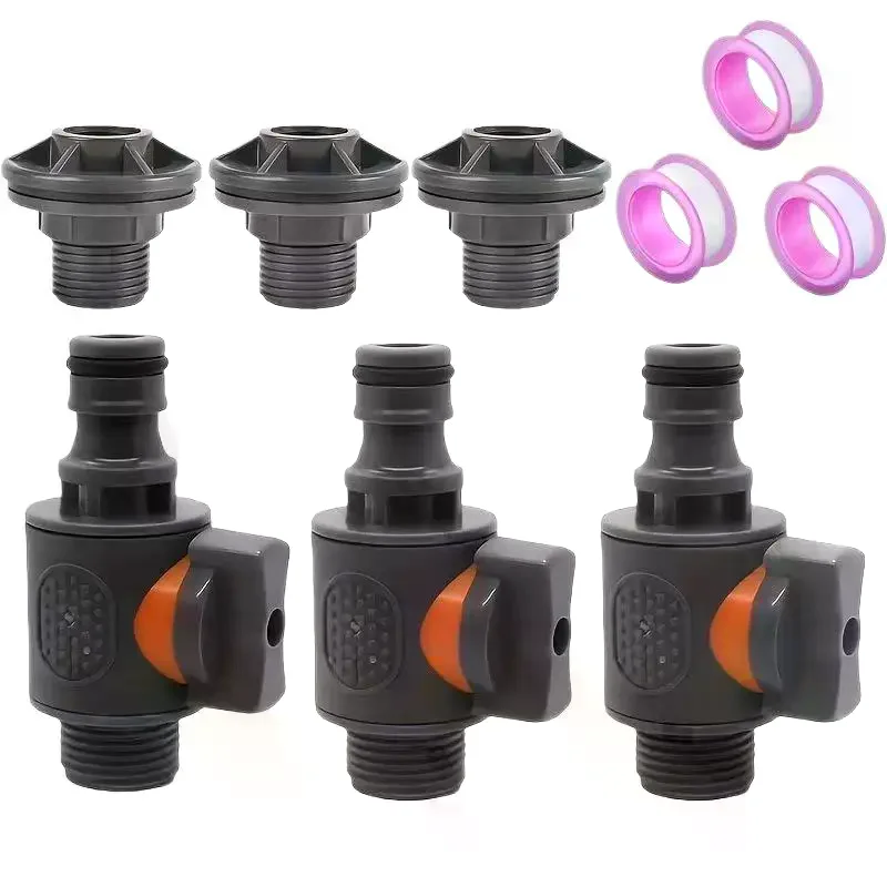 PVC Water Tank Straight Valve Nipple Quick Stop Connector Rubber Coated Adapter Matching Pink Tape Plumbing