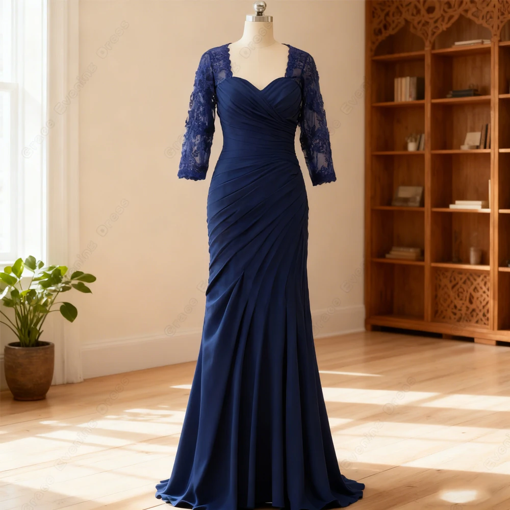 

Customized Strapless Mother of Bride Dresses with Lace Three Quarter Wedding Party Dresses for Women 2025 Chiffon Robe De Soirée