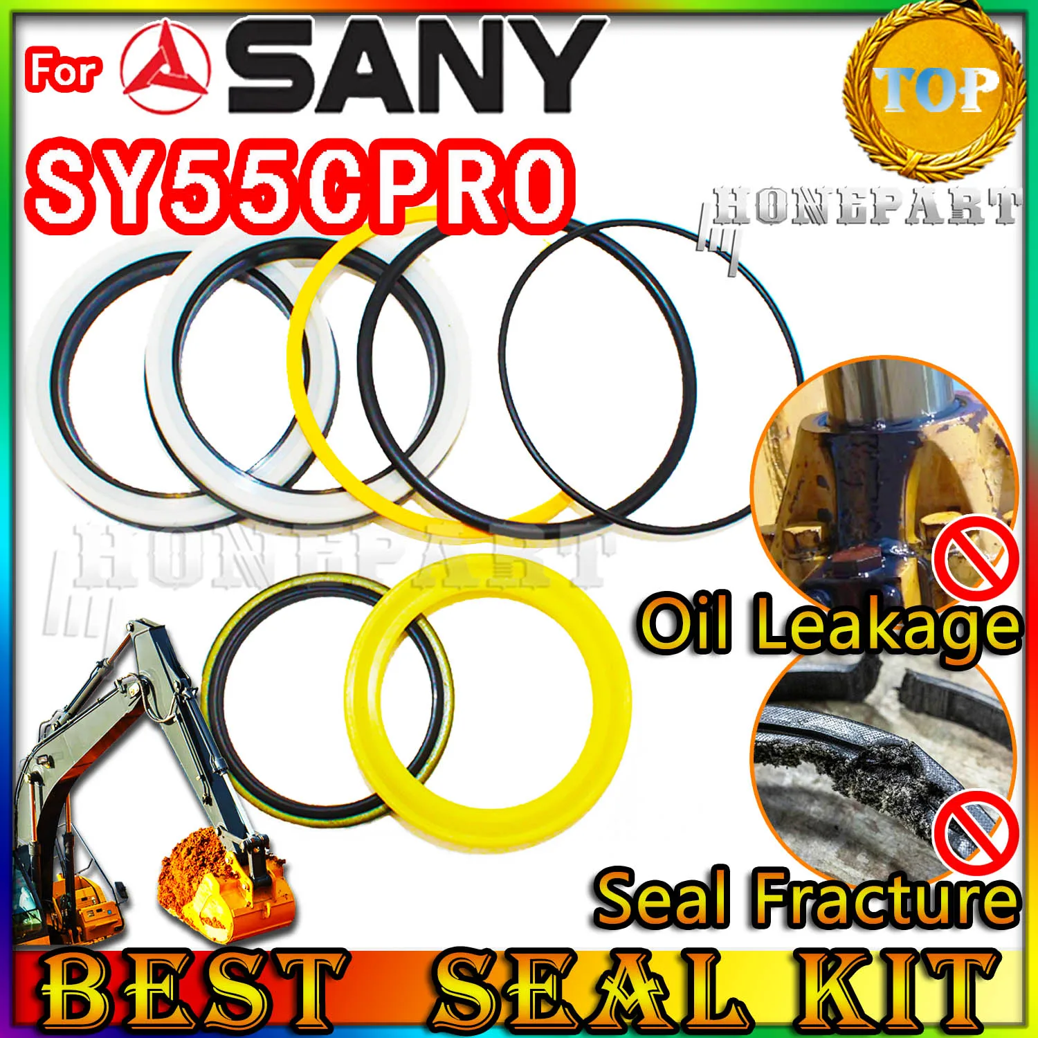 Zestaw naprawczy uszczelniaczy olejowych do koparki Sany SY55CPRO, regulator, wtryskiwacz, podstawa, ładowarka PPC, osie planetarne, regulator STICK, typ hydrauliczny