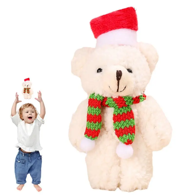 Kawaii Kerst Teddybear Pluche Speelgoed Schattige Knuffels Draagt Sjaal Met Hoed Knuffels Pop Vakantie Decoraties