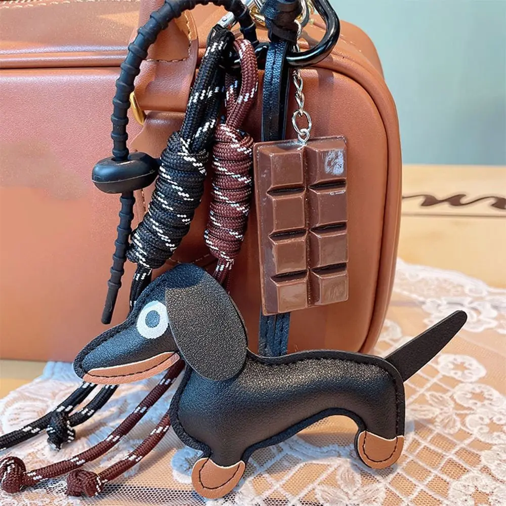 DIY Woven Rope Pendant Sausage Dog Chocolate Hanging Mobile Phone Bags Keychains Nylon Handmade Rope Keychain Autumn And Winter