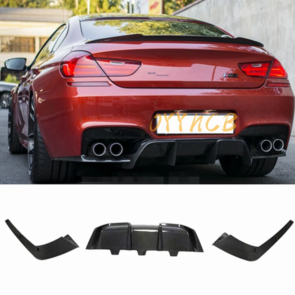 FOR BMW F06 F12 F13 M6 M Tech M Sport 2013 - 2016 Bumper Guard 3Pcs/set Carbon Fiber Rear Bumper Lip Diffuser Spoiler