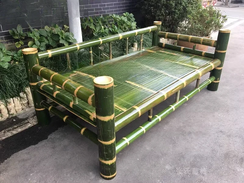 Furniture Nanzhu Luohan Bamboo Bed Stepping Rice Sofa Chair