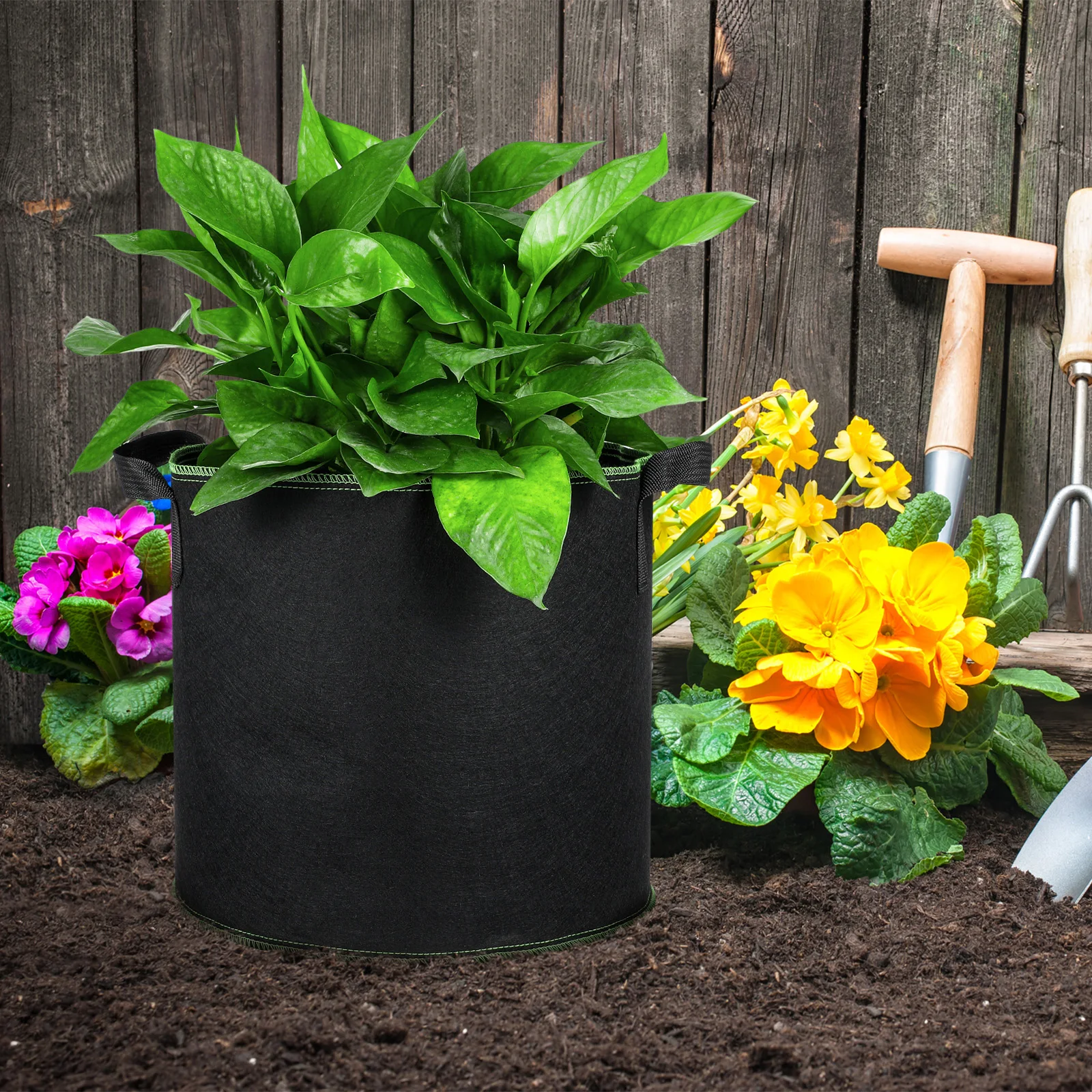 

5 pcs Plant Grow Bags Non-Woven Fabric Outdoor Garden Nutrition Bags For Vegetables Flowers Trees Drainage Water Retention