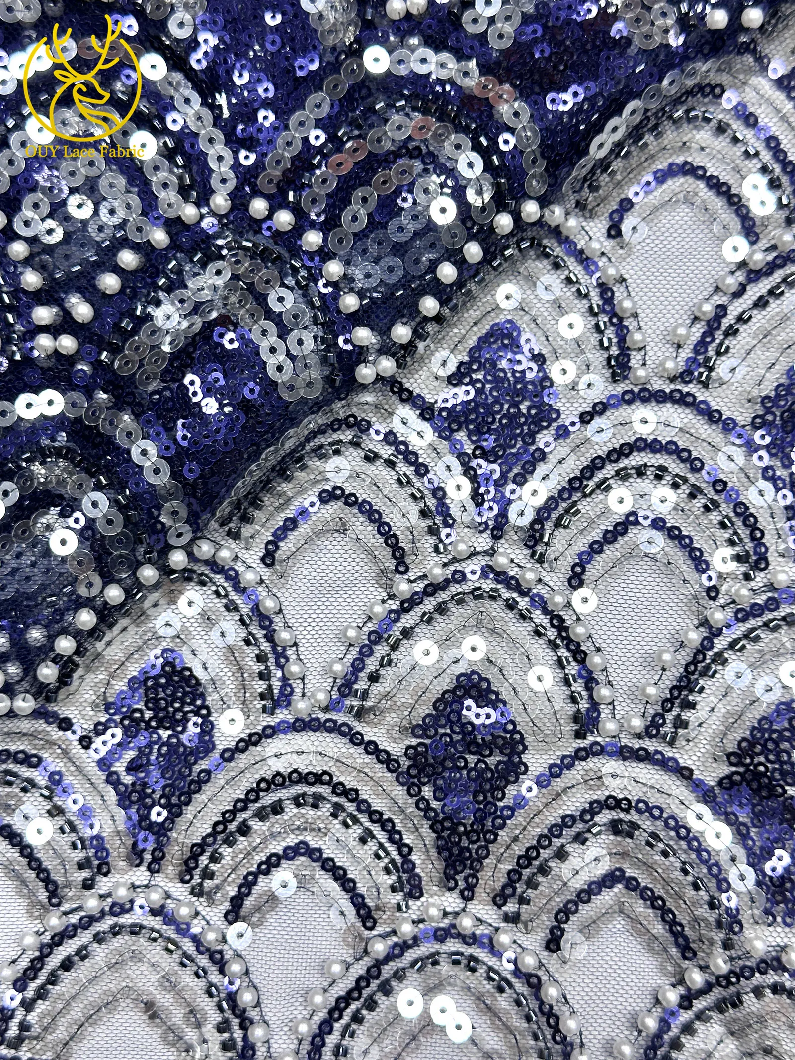 2026 Luxuriöser Afrikanischer Perlen-Spitzenstoff 5 Yards Hochwertiger Nigerianischer Französischer Pailletten-Tüll-Spitzenstoff Ideal für Hochzeiten und Bankette – Detail 26