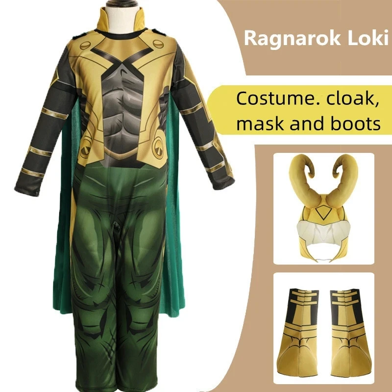 Kids Boys Loki Cosplay Costume Halloween Superhero Cosplay Jumpsuit Children's Birthday Party Clothes Stage Costumes