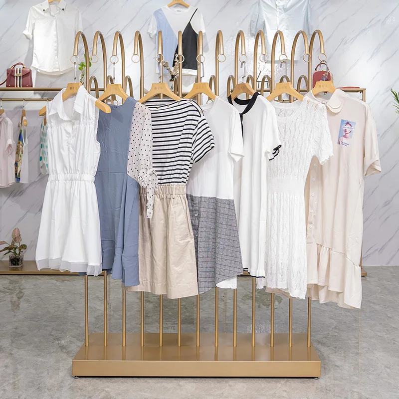 custom.Nakajima Modern Double-Row Iron Floor-to-Floor Design Display Rack Women's Clothing Middle Shelf Sto