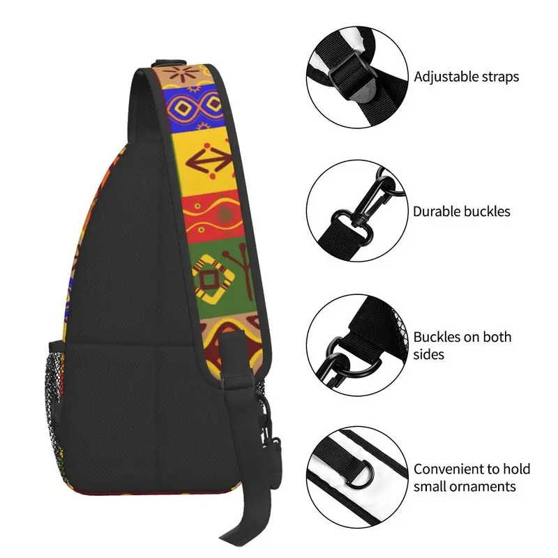 Cool Ethnic Tribal African Exotic Pattern Sling Bag for Traveling Men Africa Culture Chest Crossbody Backpack Shoulder Daypack