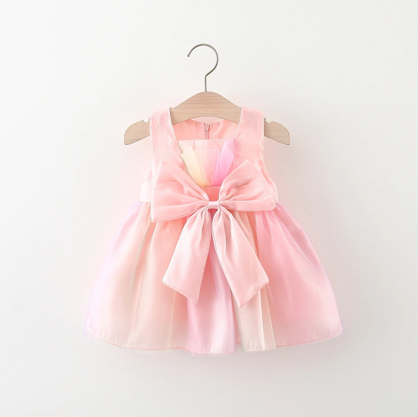 Summer New Dress Sweet Mesh Sleeveless Big Bow Princess Dress Suitable for Party Dresses of 0-3 Year Old Babies