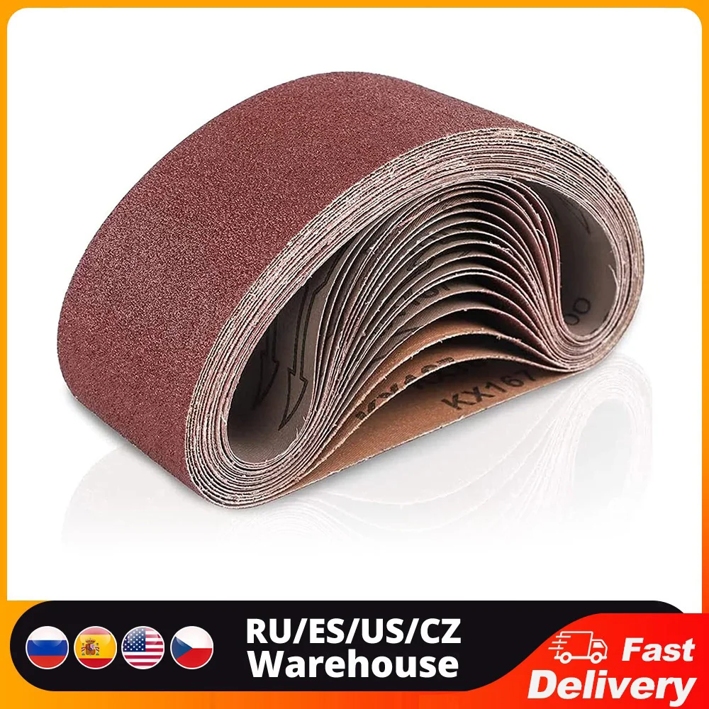 3 x 18 Inch Sanding Belts (76x457mm) 18 Per Pack Oxide Sanding Belts (3 Each of 60 80 120 180 240 400 Grits) Premium Sandpaper