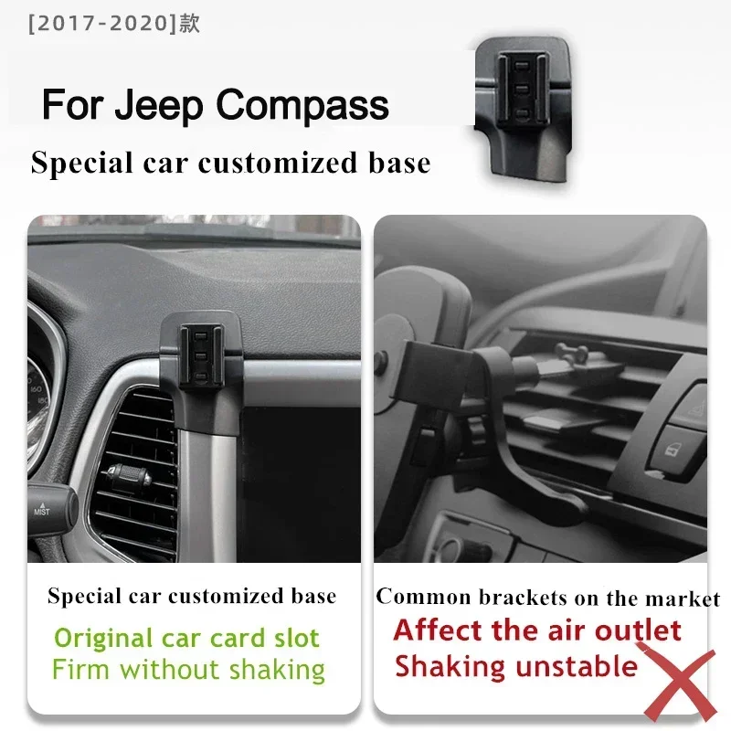 

2017-2020 для Jeep Compass, держатель для мобильного телефона, беспроводное зарядное устройство, автомобильное крепление, навигационный кронштейн, поддержка GPS 360°