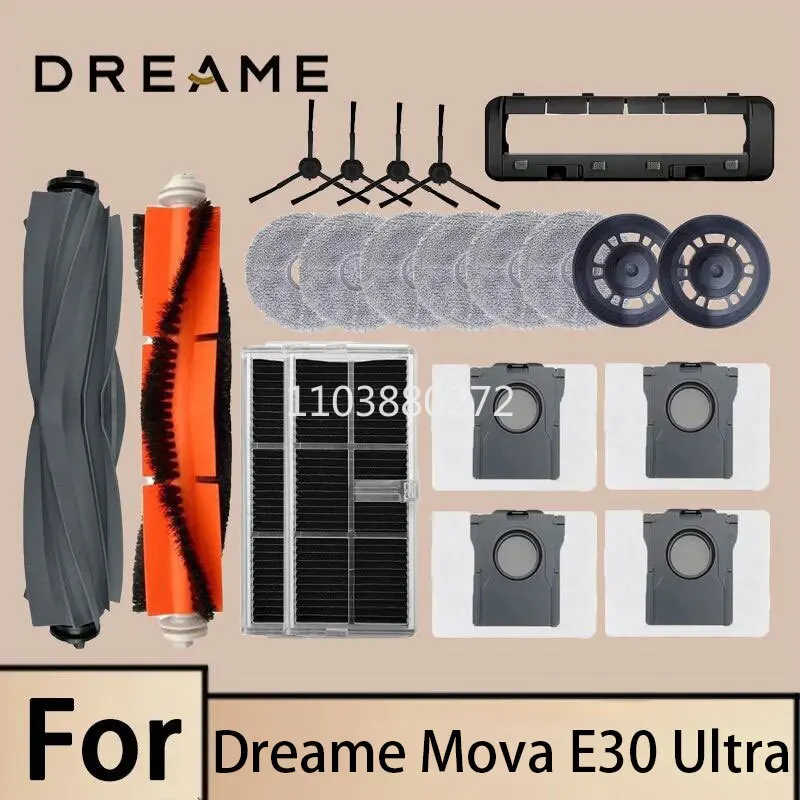 Fit For ( Dreame Mova E30 Ultra / Trouver E30 Ultra ) Vacuum Parts Main Tricut Roller Side Brush Hepa Filter Mop Cloth Dust Bag