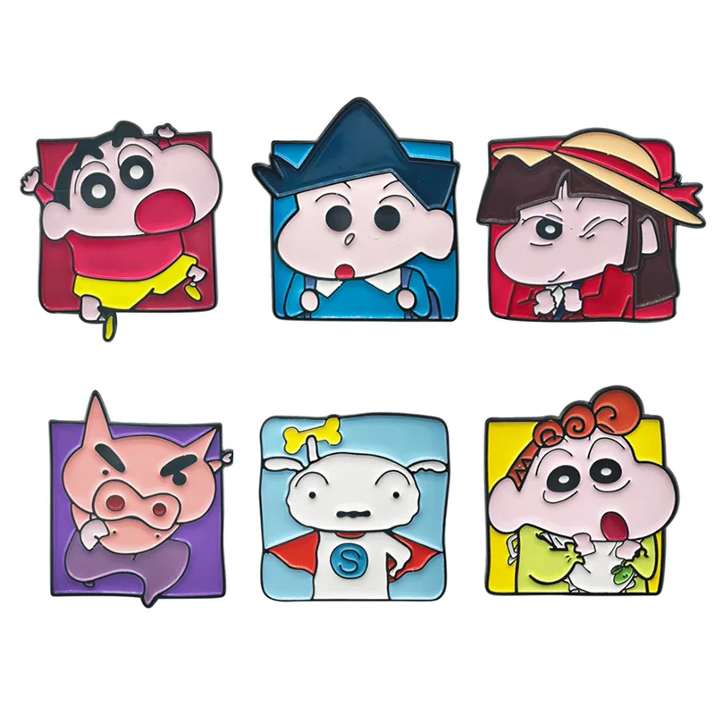 

Crayon Shin chan Metal Badge Shin chan Little White Little Love Wind Room Japanese Anime Backpack Decoration Brooch Pins
