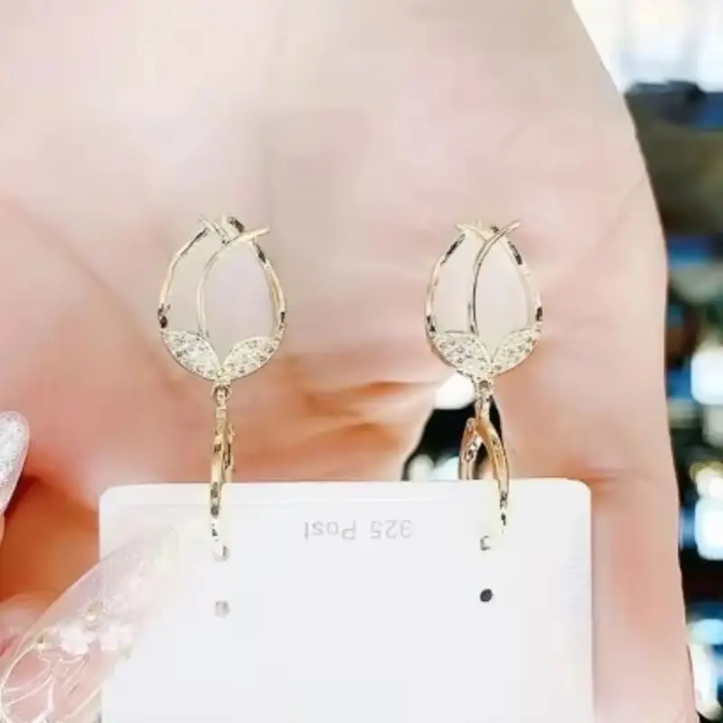 

Hot Selling New Trendy tulip opal earrings For Women simple fashion temperament earrings Anniversary Gifts