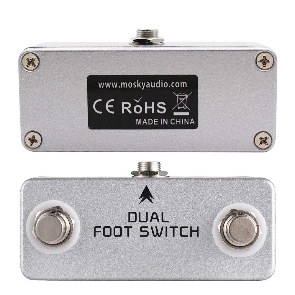 MOSKYAUDIO Dual Footswitch Amp Channel Footswitch Locking Function Aluminum Alloy 6.35mm Stereo Output Foot Switch Pedal