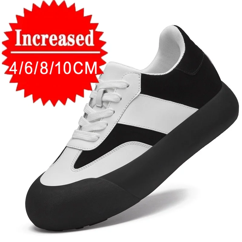 Новые кроссовки, мужские туфли-лифты, увеличивающие рост, 6/8/10 см, черно-белые дышащие туфли, мужская модная спортивная обувь для отдыха