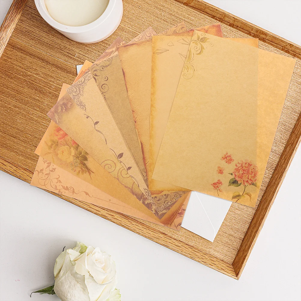 Retro Envelopes Paper Kraft Border Letter Set Writing Supplies Vintage Stationary