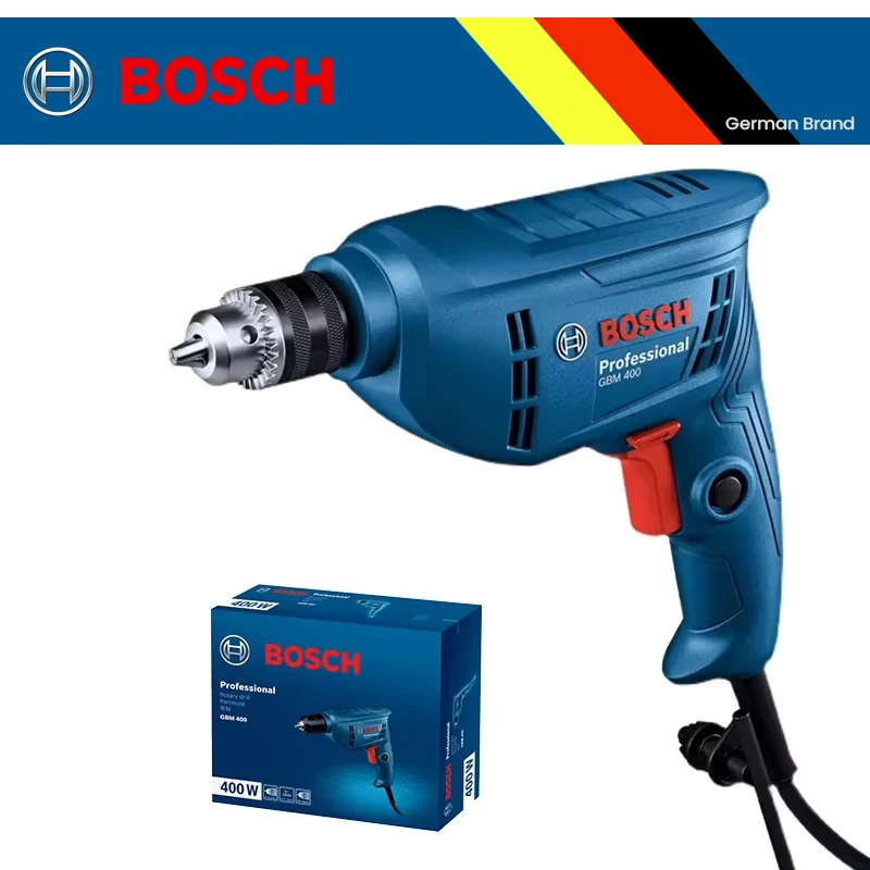 

Электрическая мини-дрель и отвертка Bosch GBM400/400KL, вращающийся инструмент, сверлильный станок, сверлильные инструменты для дерева, стали, металла, самоблокирующийся патрон