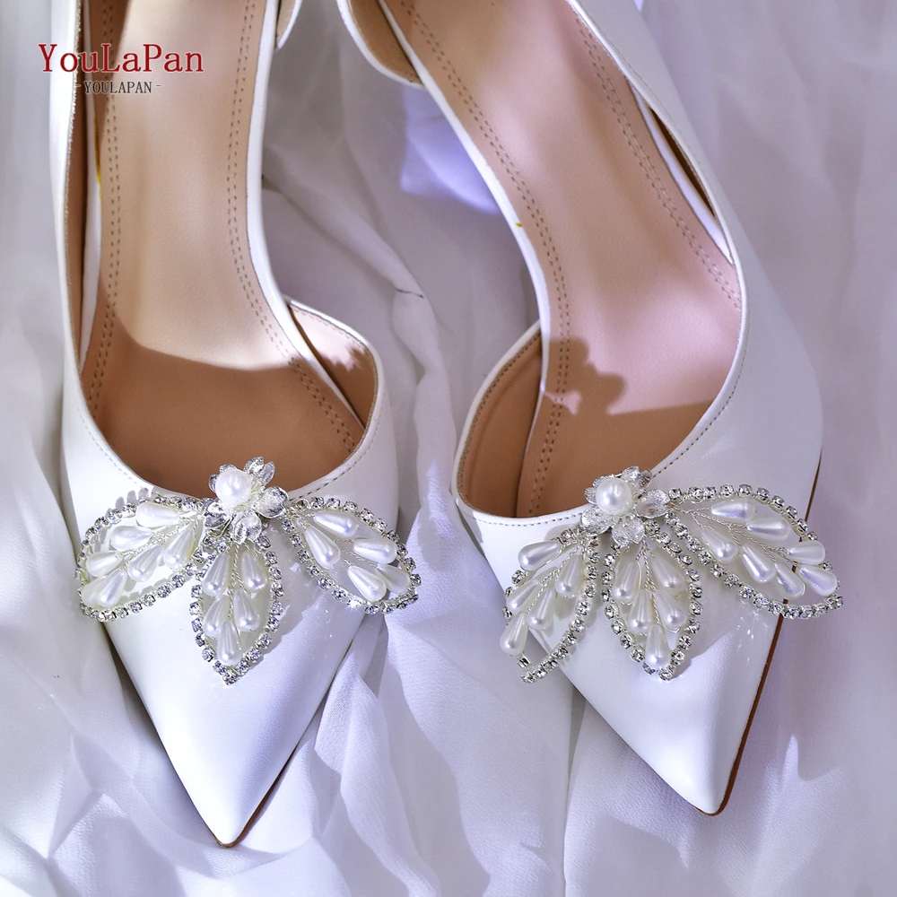 

YouLaPan Bride Pearl Shoe Buckle High Heels Sandals Decoration Women Fashionable Shoe Flower Handmade Shoe Accessories HX62