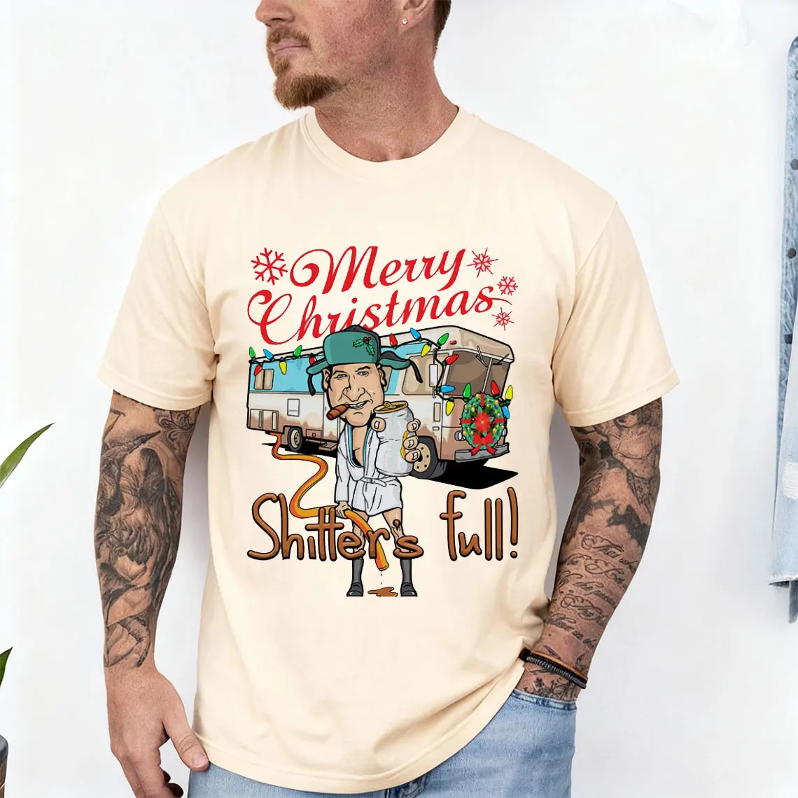 เสื้อยืดลายกราฟิกตลกๆ สไตล์ครูว์ แขนสั้น ผ้าฝ้าย ใส่สบาย ลายมีมแปลกๆ ของขวัญตลกๆ สำหรับพี่น้องครูน้องน้อง ฉลองคริสต์มาสอย่างมีสไตล์