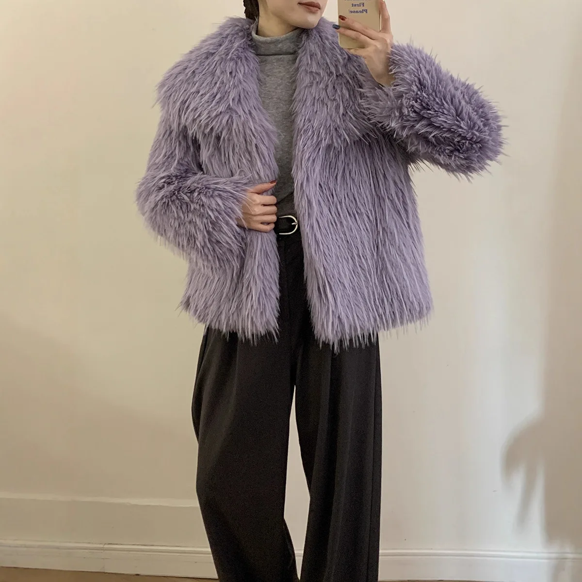 KIDCRKJ 2026 Winter Cross-border Fashion Faux Leather Fur Coat for Women's Clothing, Loose, Soft, Thick and Versatile Coat