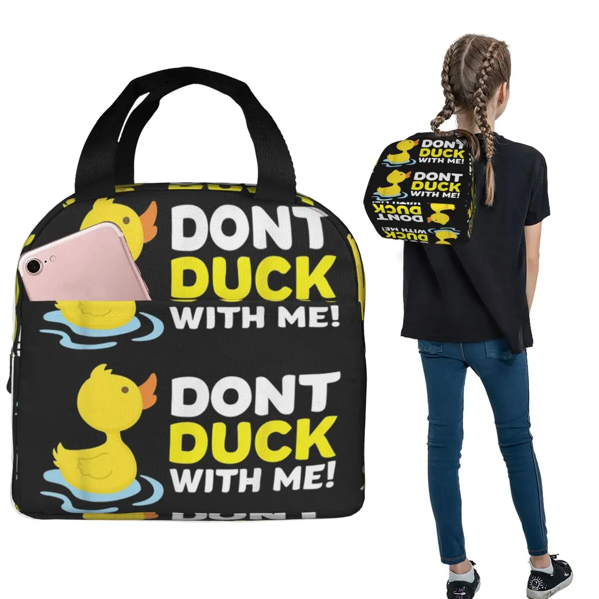 Duck Dont Rubber Insulated Lunch Bag for Women Kids Portable Food Boxes Thermal Lunch Box Tote