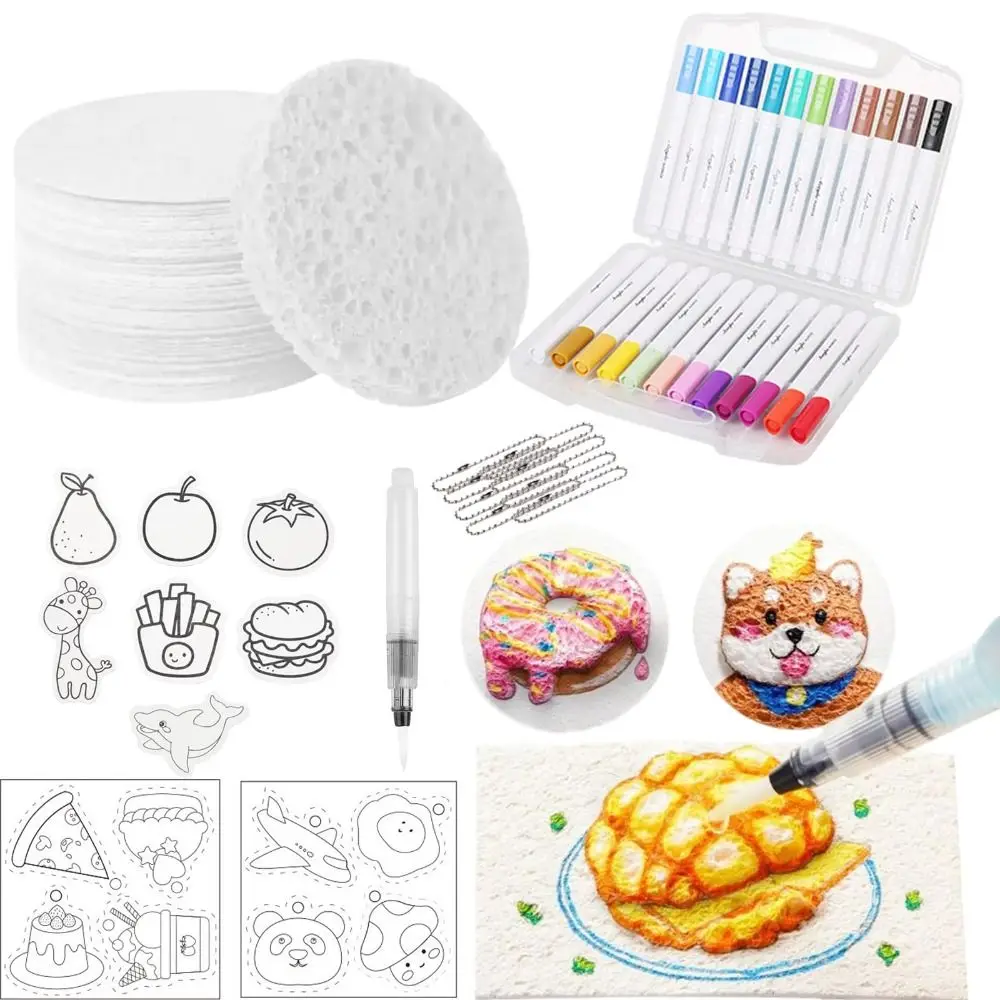 DIY Kids Magic Puffy Paint With Easel Handicraft Foam Texture Blank Painting Paper With Drawing Pens 3D Drawing Canvas Sponge