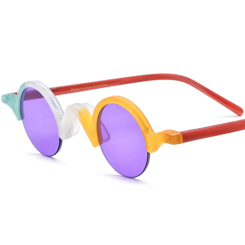 High quality light colored sunglasses for men and women UV protection retro round colored glasses prescription sunglasses