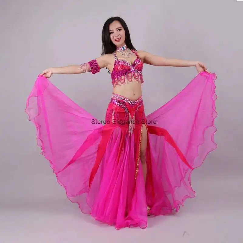 Women\'s Belly Dance Costume Three Piece Set Eastern Dance Costume Indian Dance Costume Stage Performance Costume