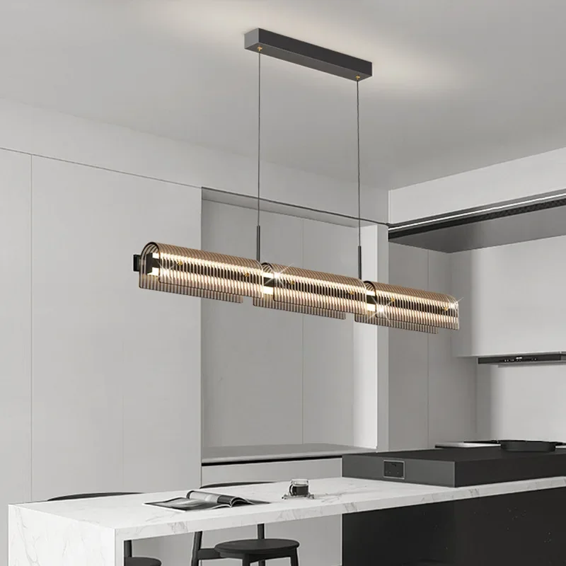 Italian minimalist light luxury restaurant bar chandelier modern minimalist designer hotel company front desk strip light