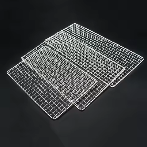 Reusable BBQ Grill 304 Stainless Steel Mesh Mats BBQ Grills Grate Grid Rack Cooking Baking Replacement Barbecue Net Accessory