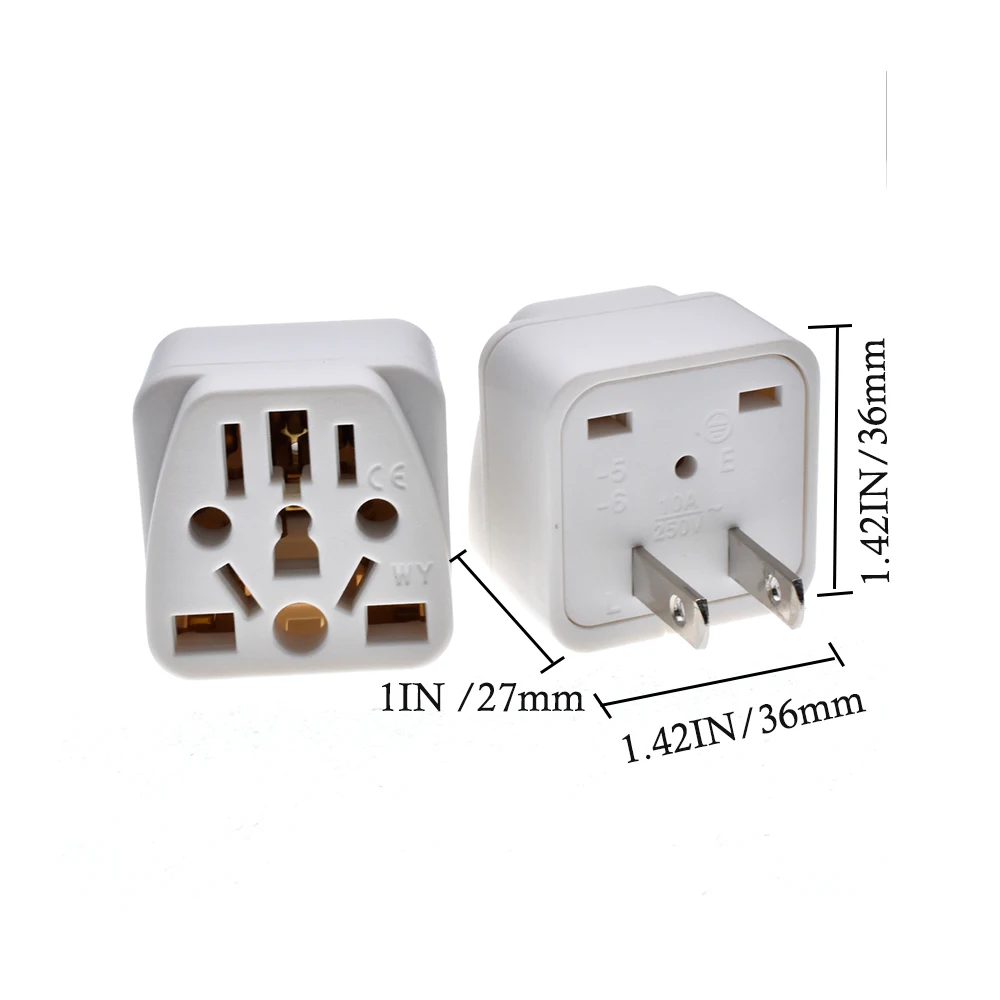 US Travel Plug Adapter Europe/UK/AU/in/CN/JP/Asia/Italy/Brazil to USA Plug Adapter (Type A& European Plug,2-Pack)