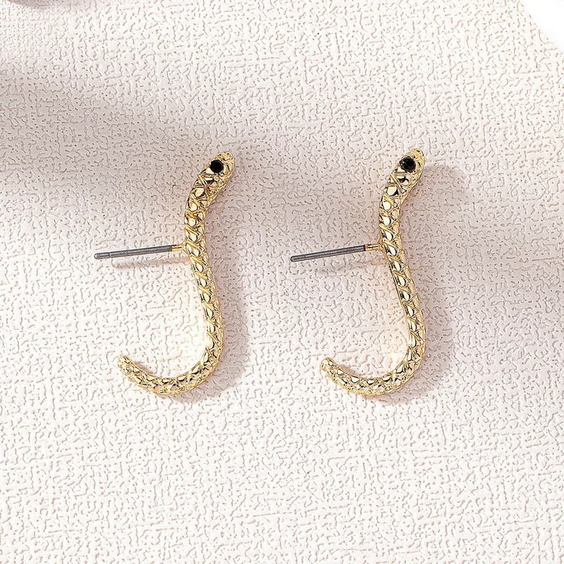 Kleine schlangen förmige Wickel ohrringe für Frauen Männer Goldfarbe Vintage Punk Tier Metall Ohrring coole HipHop Party Schmuck Geschenke – Detail 9
