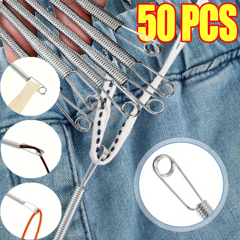 Spring Drawstring Threader Clip Rope Threading Tool Bendable Drawstring Thread Multi Functional DIY Sewing Accessories