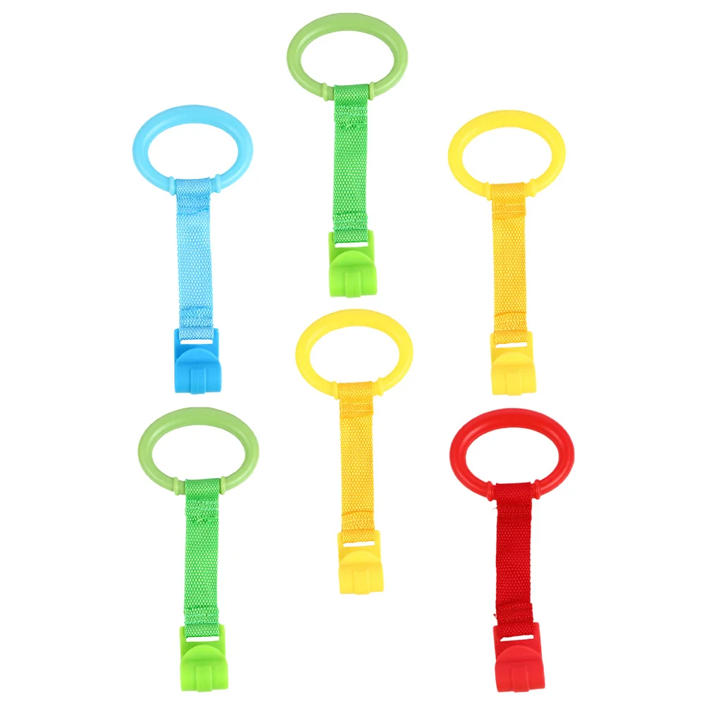 6 قطع من حلقات سحب الأطفال ذات حواف ناعمة وقبضة مريحة وسرير تدريب للمشي للأطفال أدوات تعلم حلقة سحب للأطفال #5