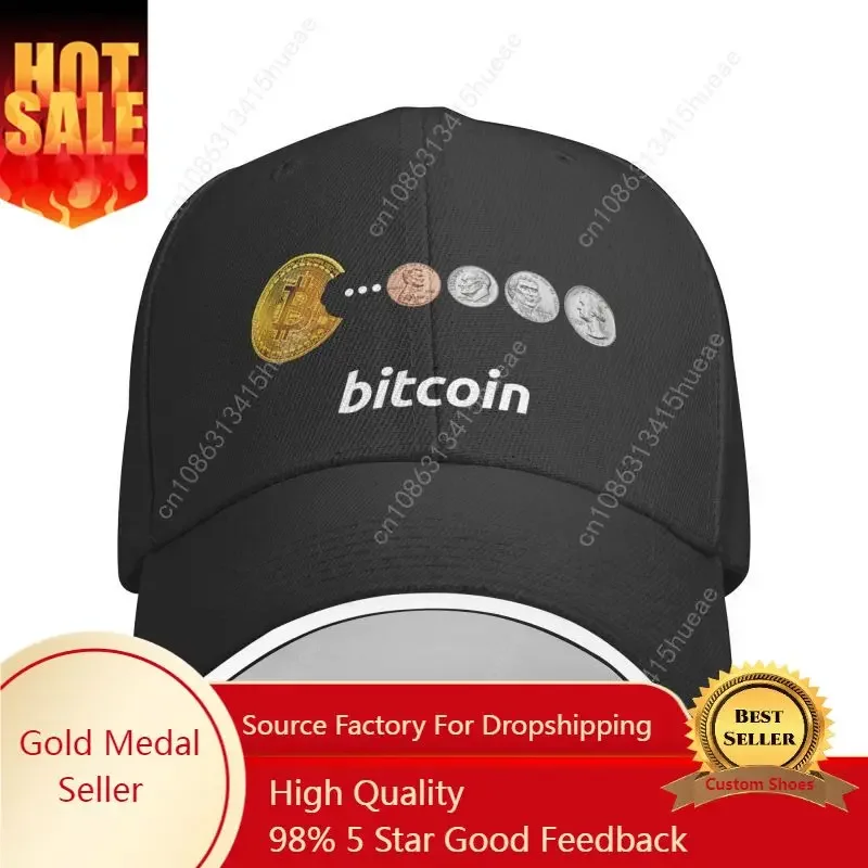 

Classic Bitcoin Snacks Baseball Cap Women Men Custom Adjustable Unisex BTC Crypto Coins Dad Hat Outdoor