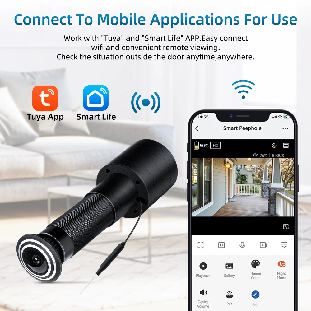 5g Tuya Wide Angle 180 Degree Bidirectional Voice Cat Eye Intelligent Anti-theft Door Wifi Wireless Visual Cat Eye Home