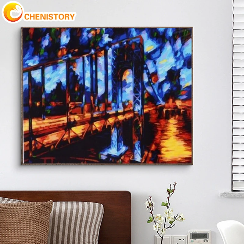 

CHENISTORY Painting By Numbers Colorful Scenery Bridge Acrylic Paints Pictures By Numbers Scenery Number Painting Wall Art