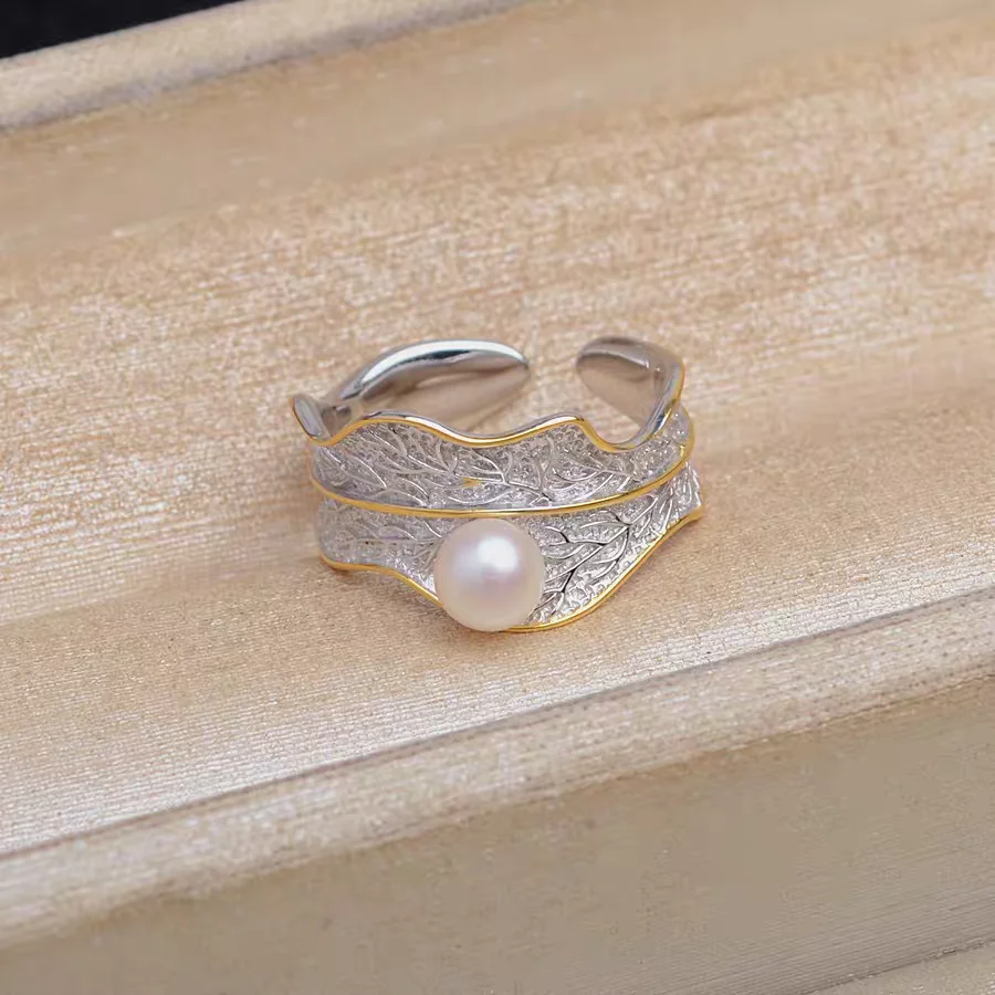 New Hot 925 Sterling Silver Adjustable Finger Ring Mounting Base Settings Findings Parts Fittings Accessories for 5-6mm Pearls