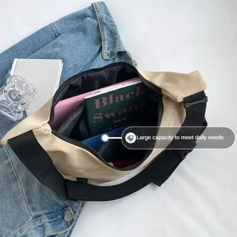 Fashion High Capacity Solid Color Single Shoulder Totes Bag Nylon Hobos Crossbody Bags Solid Casual Zipper Women's Bags image 4