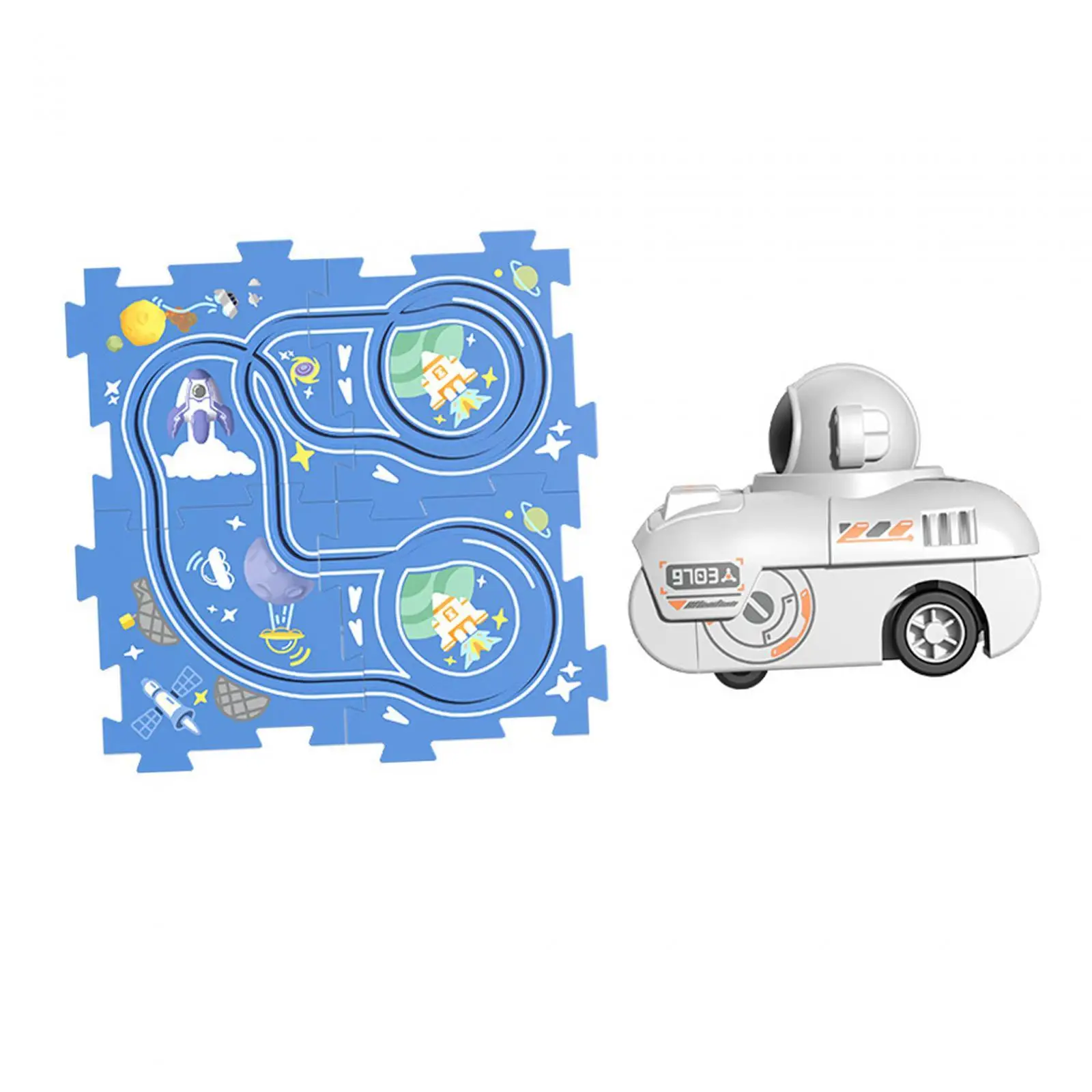 Puzzle Tracks Jigsaw Set Vehicle Puzzle Play Mat Brain Development Track Toy Vehicle for Girls Toddlers Kids Preschool Gifts