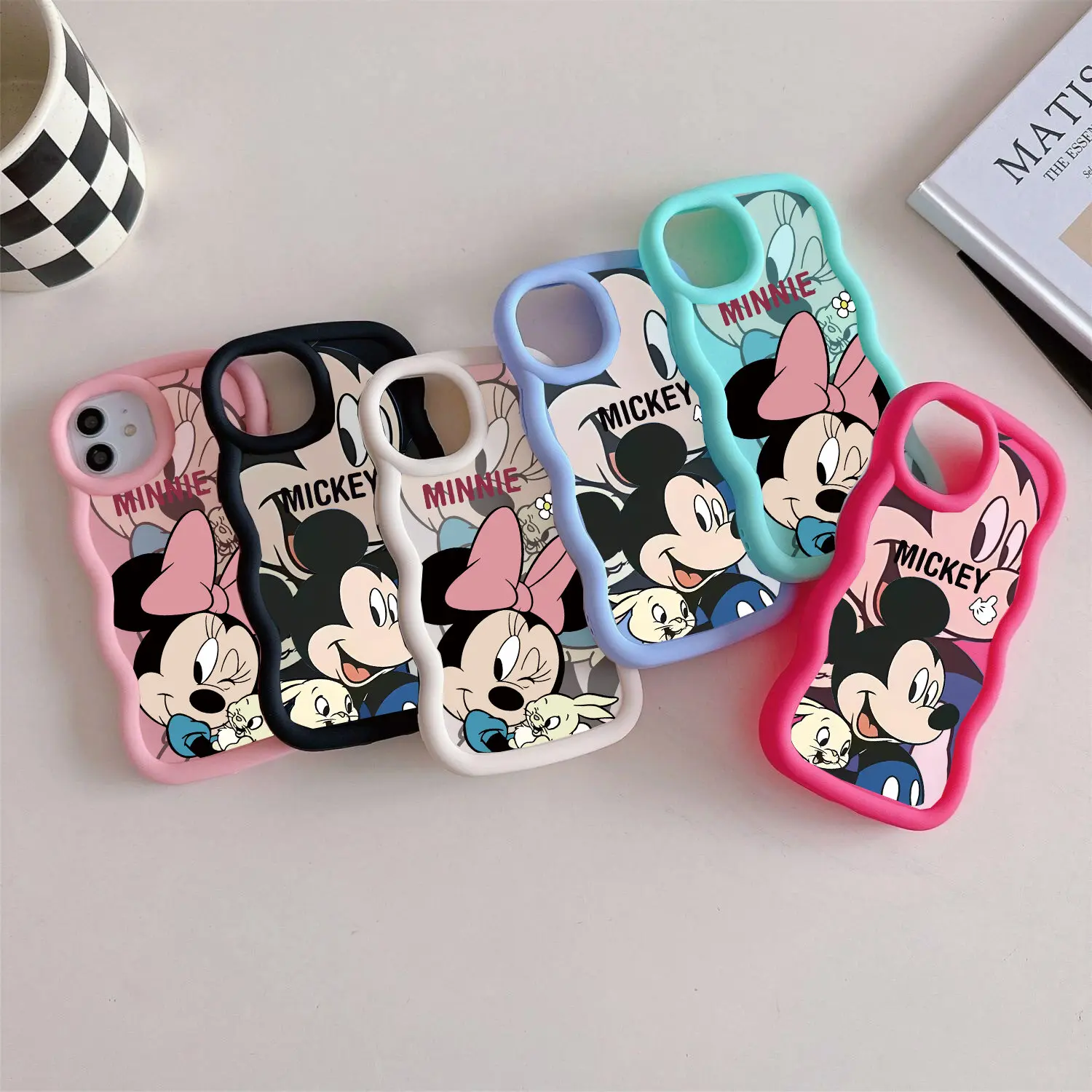 Cute Mickey Embrace Minnie Couple Wave Case For Xiaomi 14t Pro 14t Poco X6 X5 X3 Pro Cover Silicone Funda