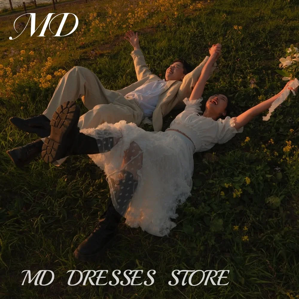 

MD Princess 2-Pieces A-line Wedding Dress Sleeveless Ruffle Short Sleeves Korea Photoshoot Bridal Gown Customized 2025 웨딩드레스