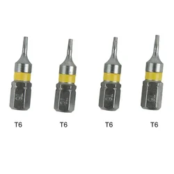 4Pcs 25mm Torx Screwdriver Bits With Hole T6 T8 T15 T20 T25 T27 T30 1/4 Inch Hex Shank Electric Screw Driver Star Bit Set