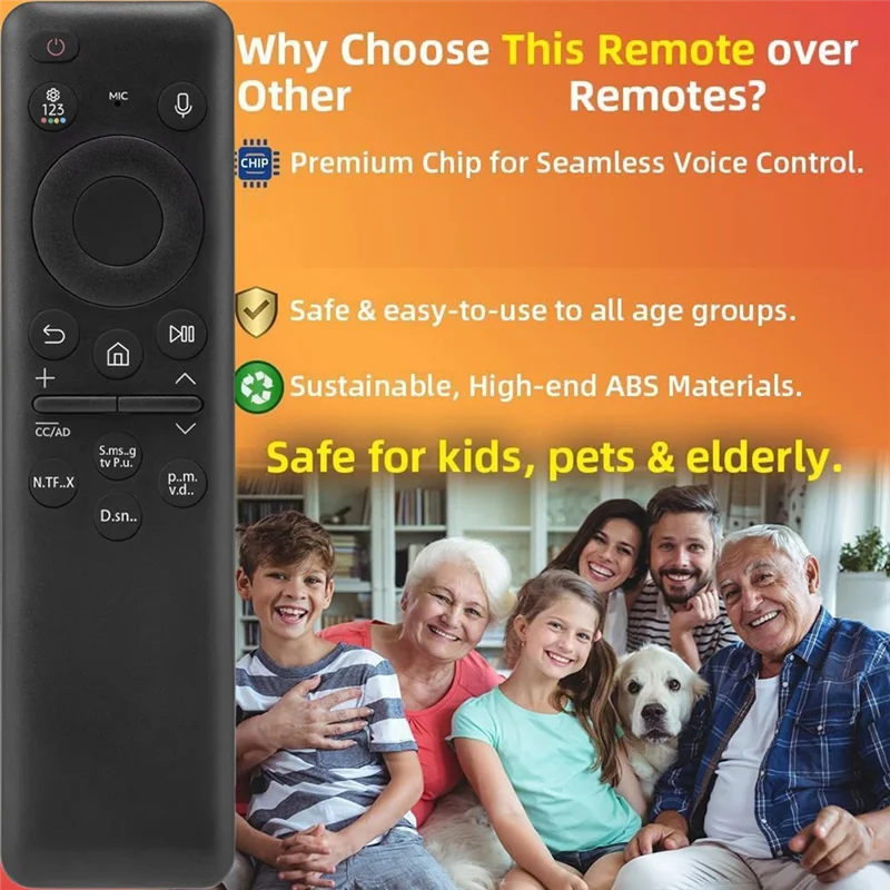 بديل ABVO لجهاز التحكم عن بعد للتلفزيون، لجميع موديلات 2019-2025 - تمكين التحكم الصوتي للتلفزيون الذكي