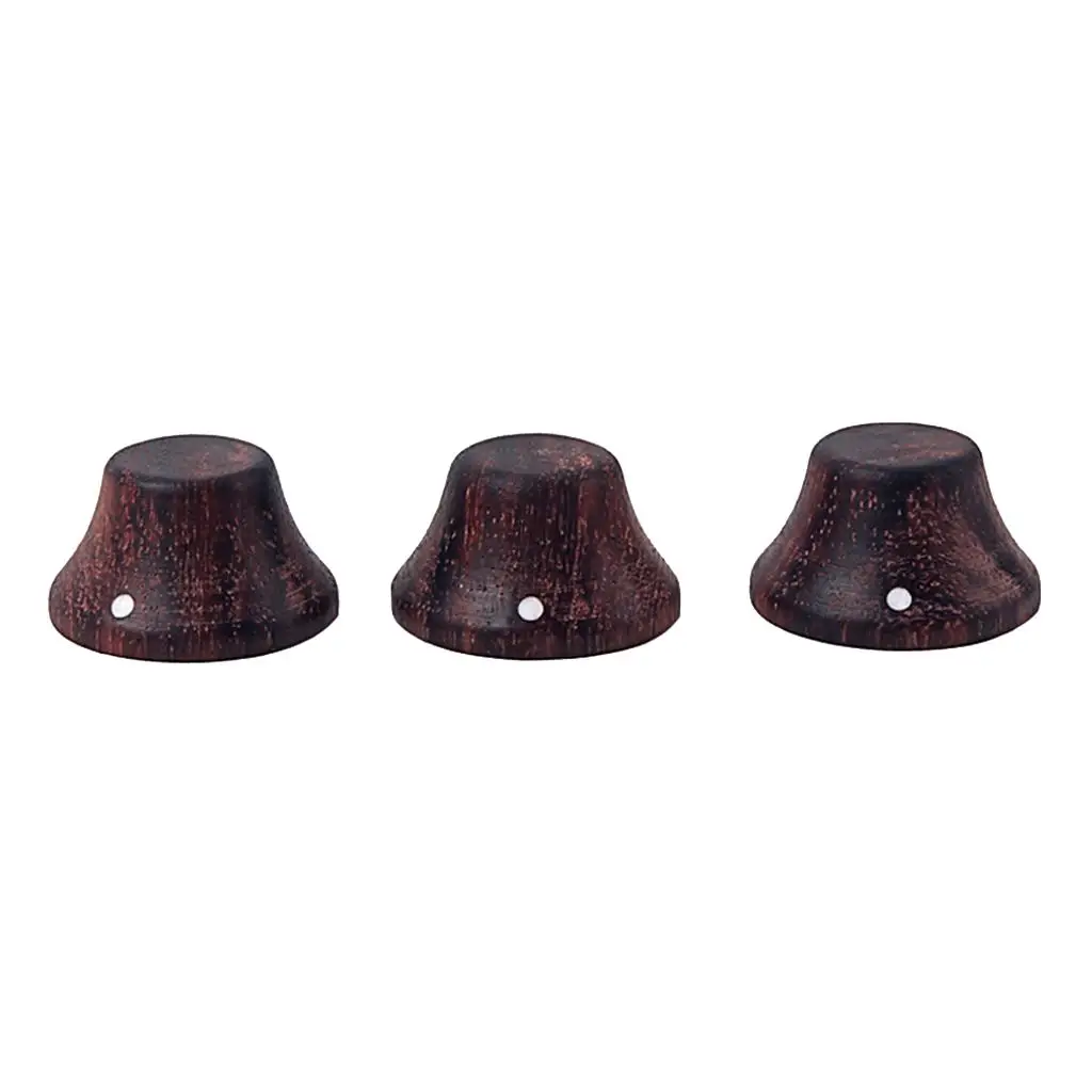 3 Pieces Rose Wood Guitar Volume  Control Knobs Top Hat Kits